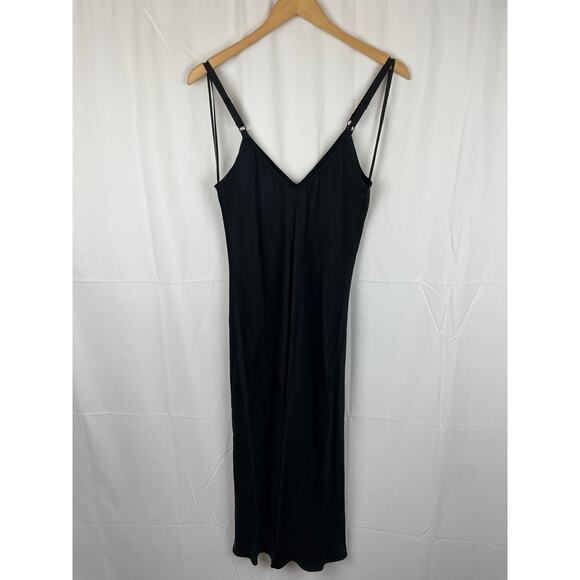 ALC Slip Dress Annex Satin-Crepe Midi Black Adjustable Strap $355 MSRP Size 4 - Picture 6 of 9